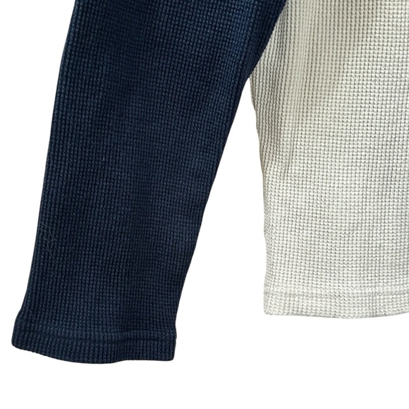 Aeropostale Navy Blue and Beige Waffle Knit Long Sleeve Logo Thermal Top Size XL - Picture 3 of 8